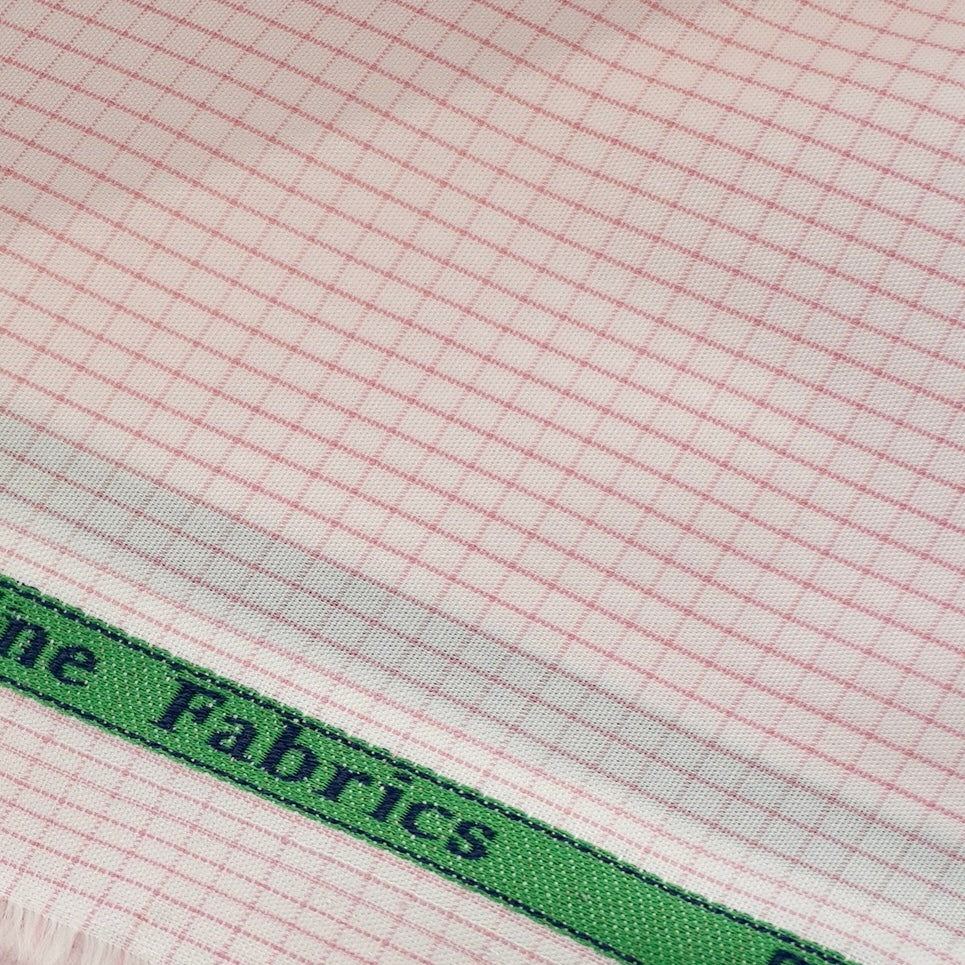 Pure Giza Cotton - Color - Pink Micro Checked - Width: 58 inches