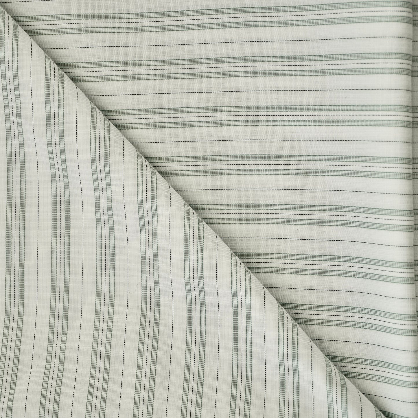 Cotton Blend - Color: White & Grey Stripe - Width: 58 inches