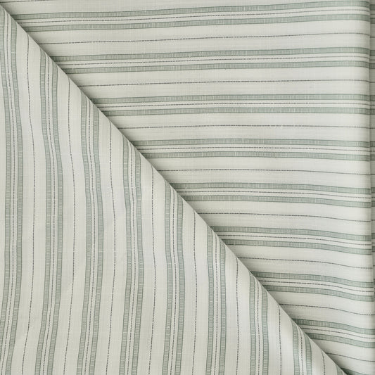 Cotton Blend - Color: White & Grey Stripe - Width: 58 inches