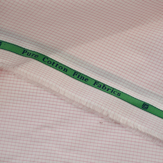 Pure Giza Cotton - Color - Pink Micro Checked - Width: 58 inches