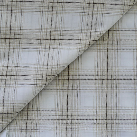 Pure Giza Cotton -Color - White with brown checked - Width: 58 inches