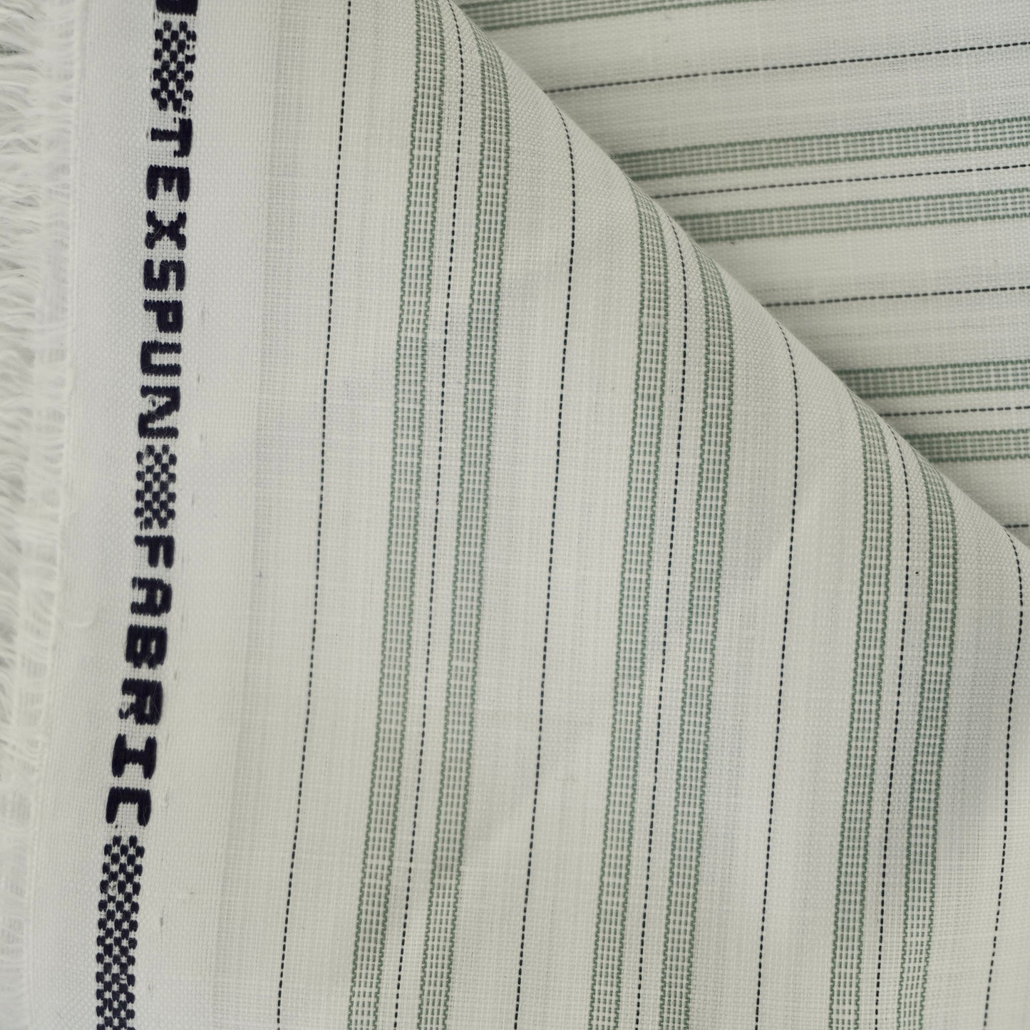 Cotton Blend - Color: White & Grey Stripe - Width: 58 inches
