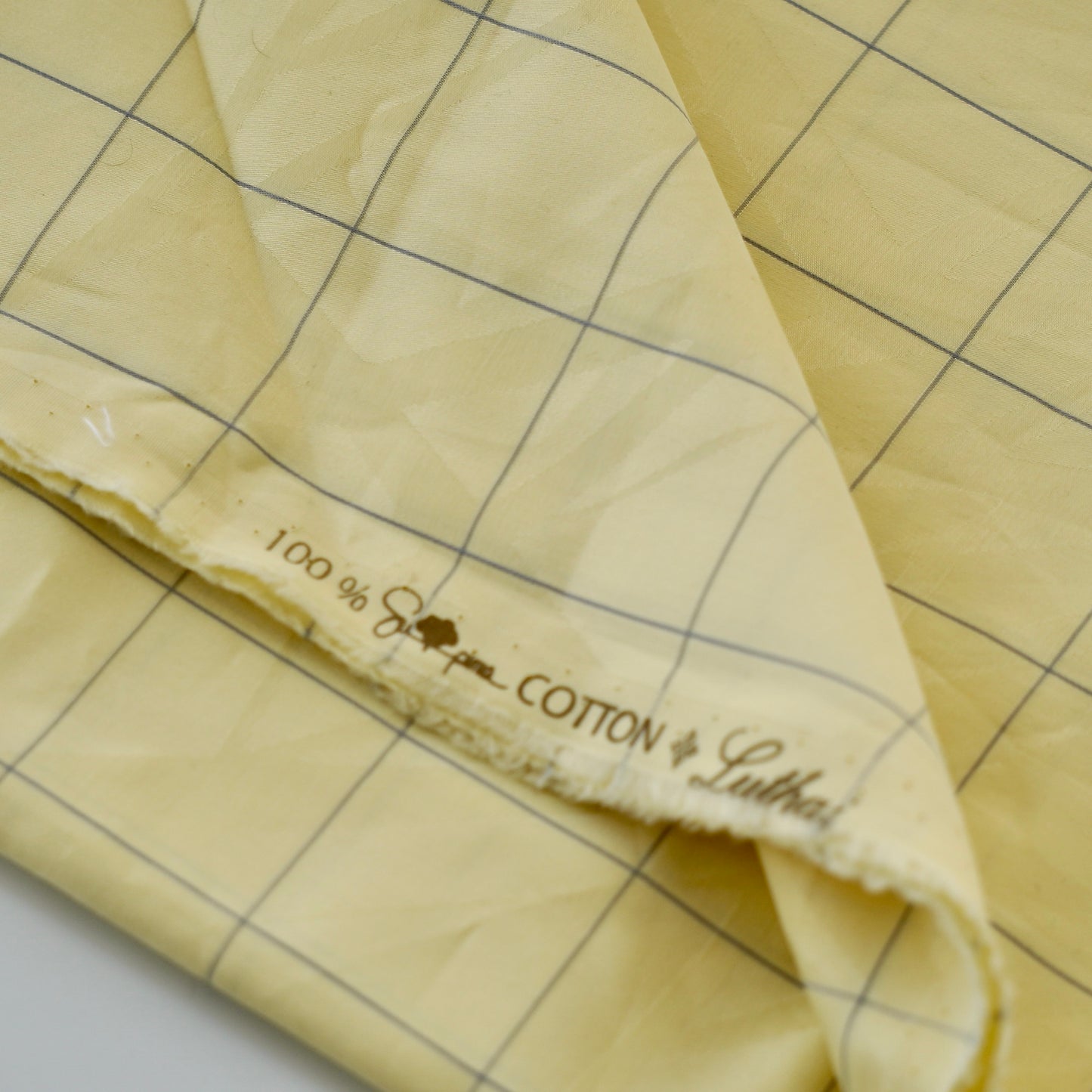 Luthai Premium Supima Cotton -Color: Yellow Checked - Width: 58 inches